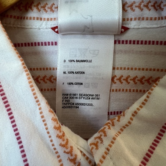 The North Face Women Small White Orange Striped Snap Front Roll Tab Sleeve Shirt - Picture 10 of 10